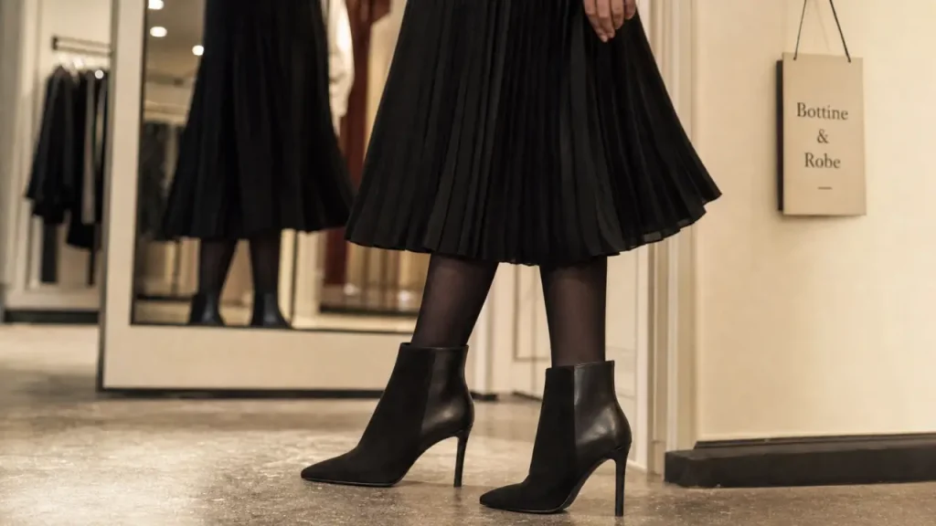 Quelles bottines porter avec une robe pour allonger la jambe, équilibrer la silhouette et garder du style ?