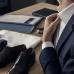 Entretien tenue : costume sobre, chaussures et montre, entretien