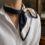 Foulard autour du cou 90x90 noué en nœud simple