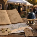 Marchés créateurs : carnet de dates et objets faits-main sur table bois