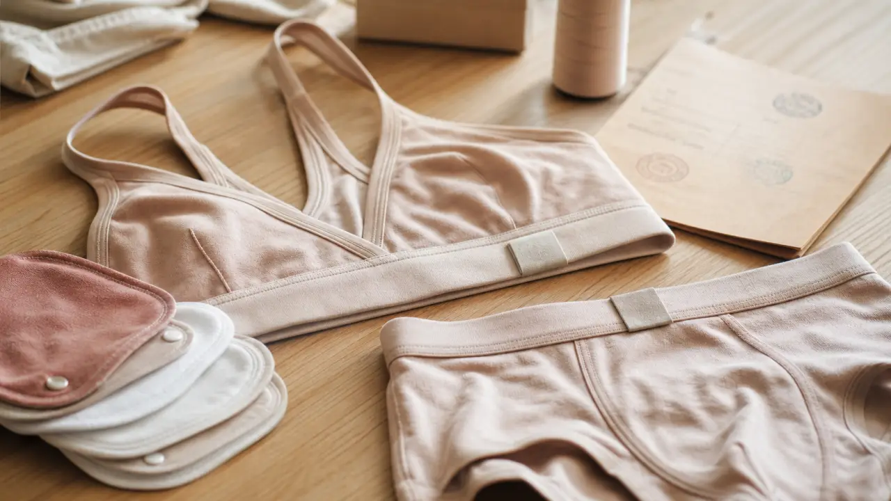 Peau ethique : coton biologique et protections lavables beige rosé