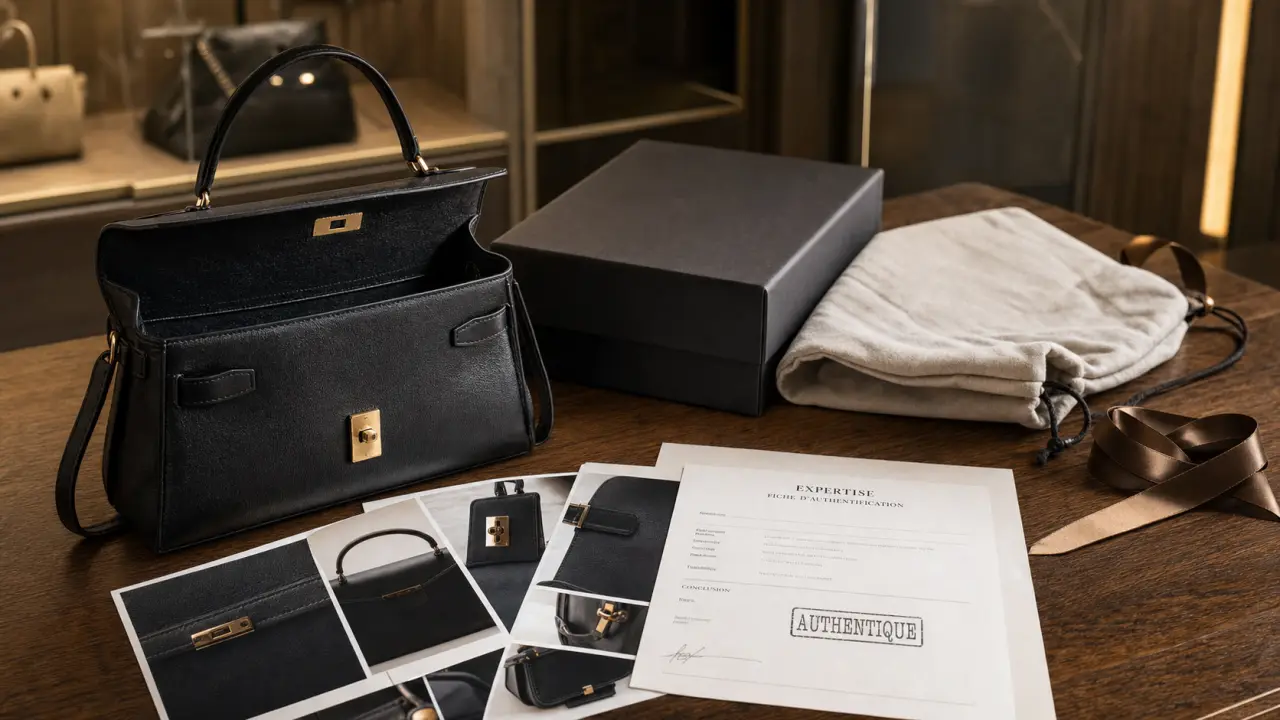 Sac de luxe seconde main authentique, cuir noir, boîte et dust bag, livraison sans mauvaise surprise