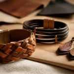 Bijoux cuir femme : bracelet et boucles d’oreilles en cuir