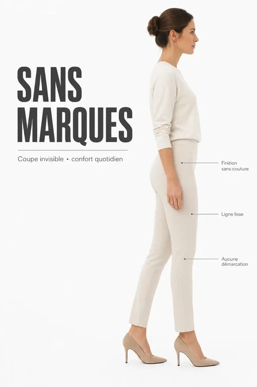 Slip femme coton bio sans couture invisible sous un pantalon ajusté