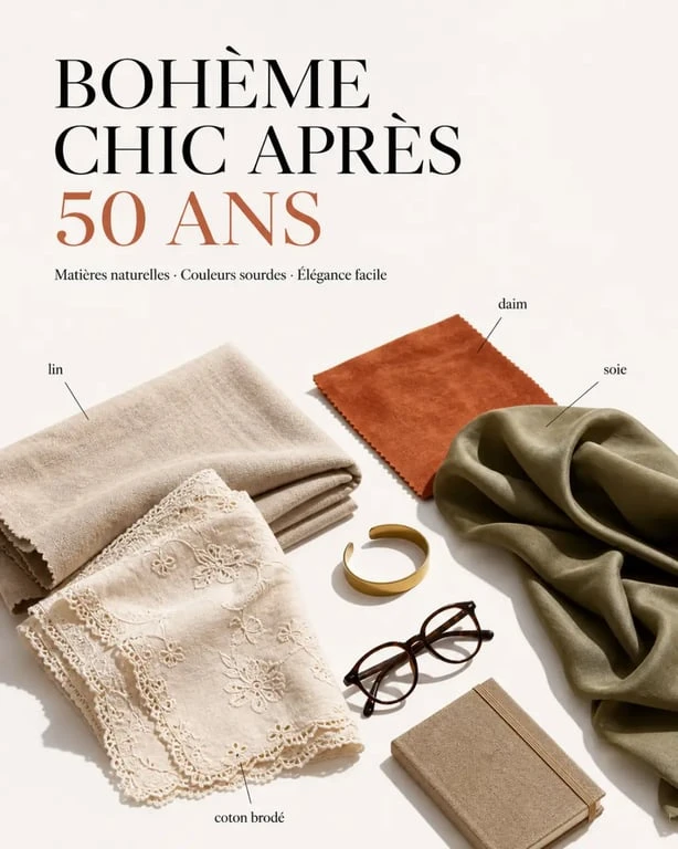 style bohème chic à 50 ans : matières naturelles et palette douce