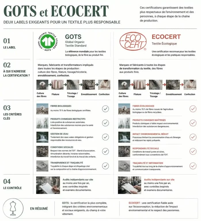 Signification des labels GOTS et EcoCert pour une culotte coton bio