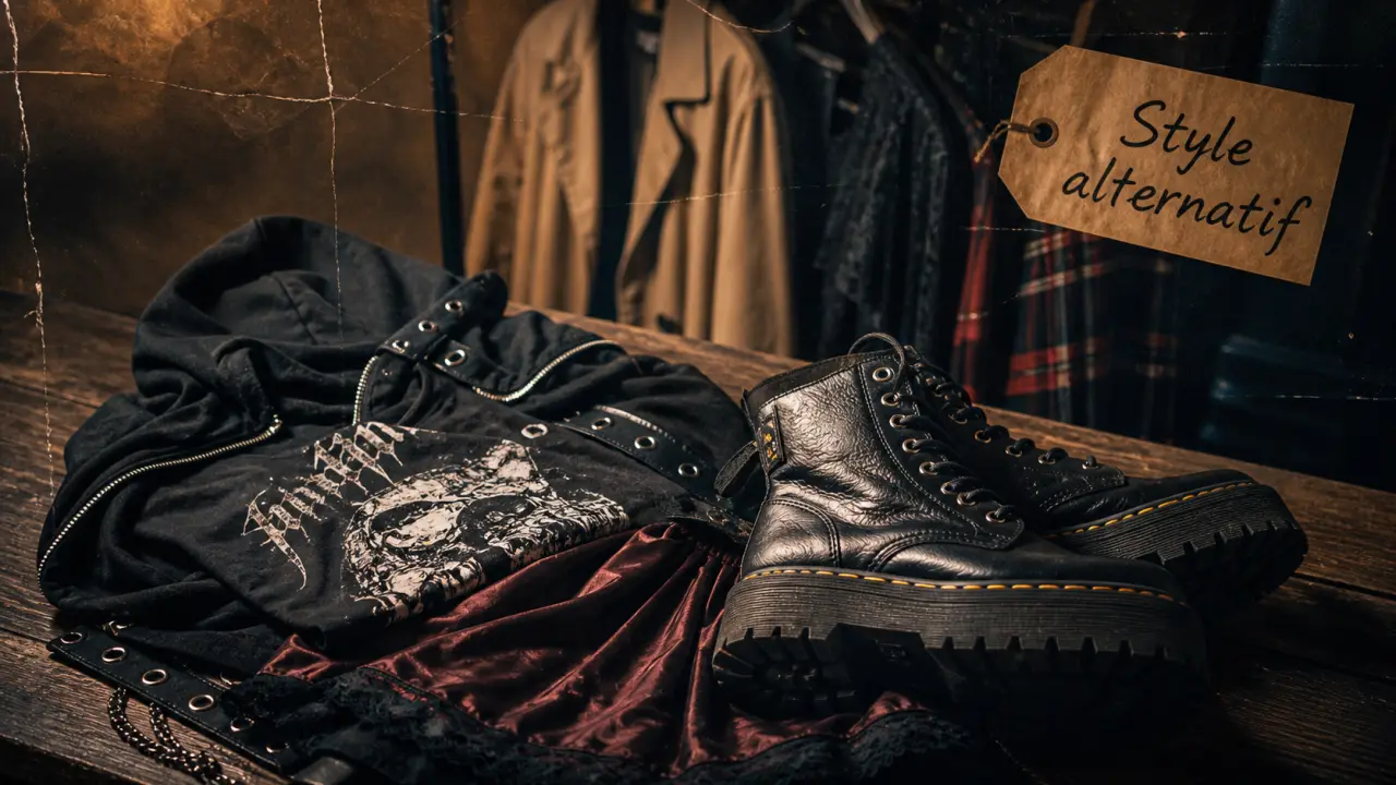 Mode alternative gothique punk vintage, vêtements et boots