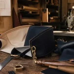 Sac à main artisanal fabrication française en atelier de maroquinerie, cuir cousu