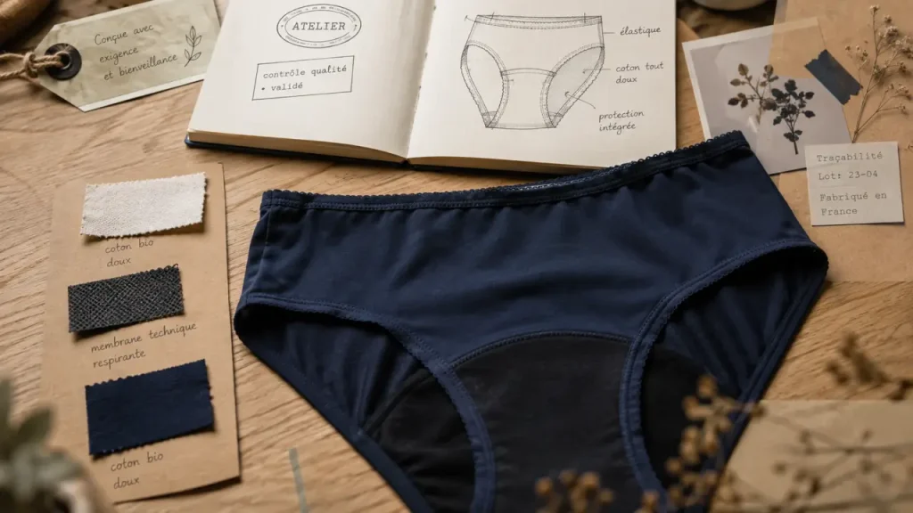 Culotte menstruelle fabriquée en France : vérifiez l’atelier, les matières et l’absorption