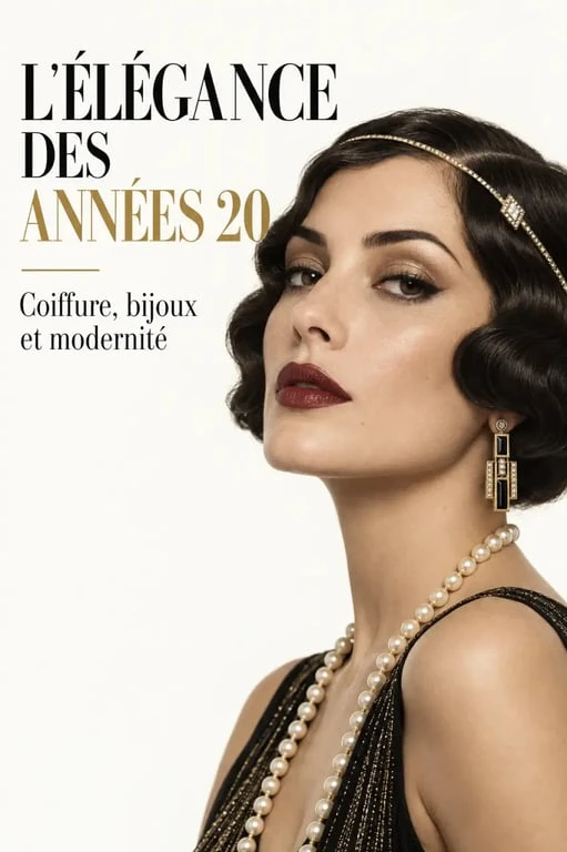 Coiffure et accessoires de mode années 20 femme avec crans et bandeau bijou