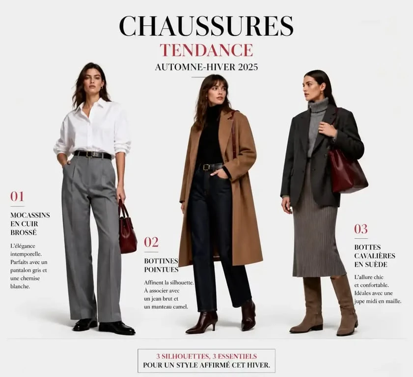 Idées de looks avec des chaussures femme mode automne hiver 2025