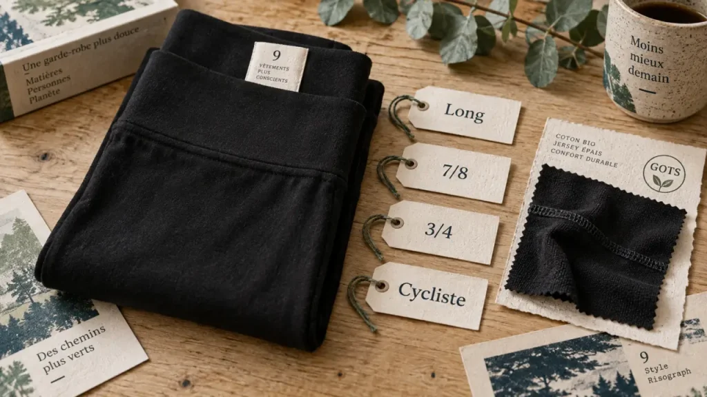Le legging en coton bio mise sur le confort, avec une composition à choisir selon l’usage