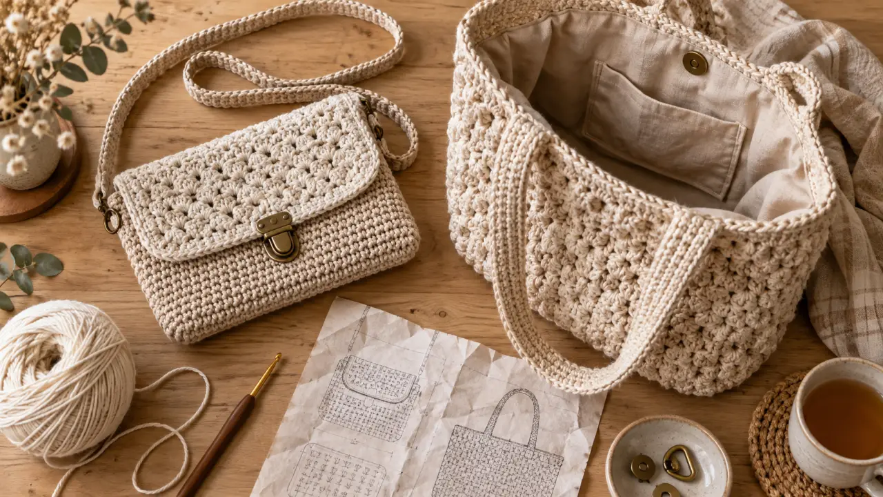 Sacs à main au crochet : format, fil et finitions