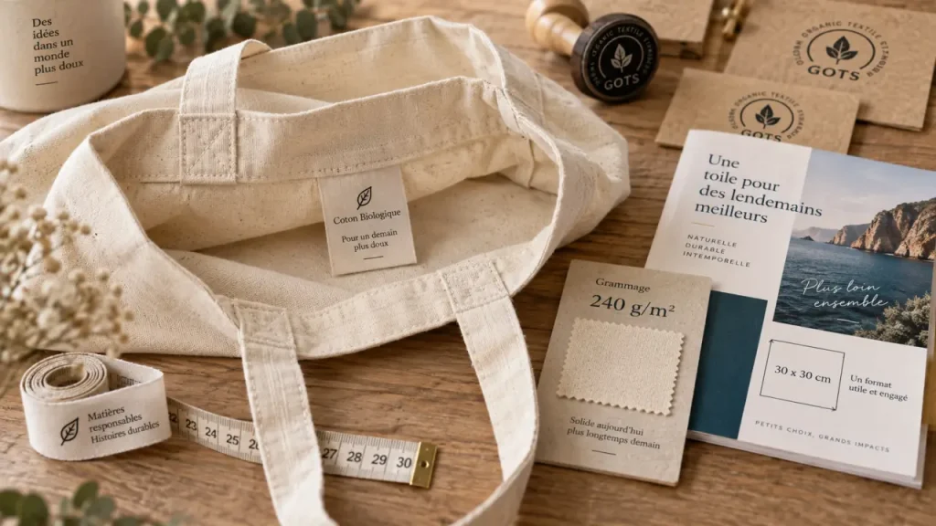 Tote bag en coton bio : 150 ou 250 g/m² selon l’usage