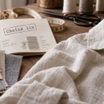 Vêtements en lin fabrication française : carnet « Chaîne lin » et tissu en lin pour identifier le vrai lin cultivé en France