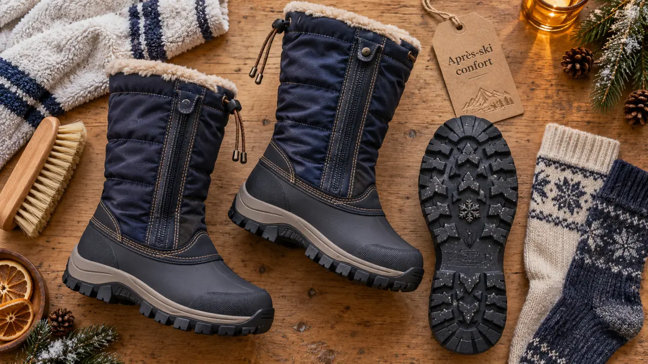 Chaussures après skis femme fourrées : chaleur et semelle antidérapante
