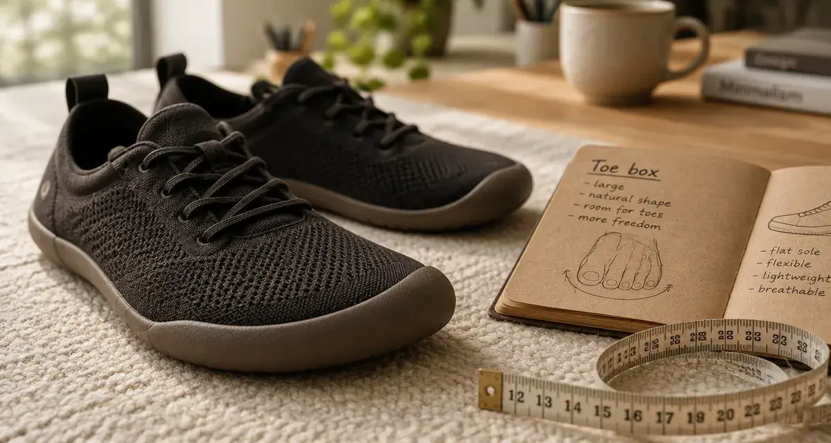 Chaussures barefoot femme avec toe box large et semelle plate au bureau
