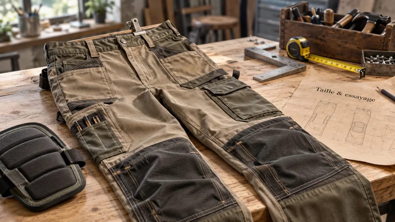 Pantalon de travaille pour femme avec renforts atelier et poches genouillères