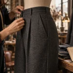 Pantalon en lainage femme gris : texture et couture, silhouette légère